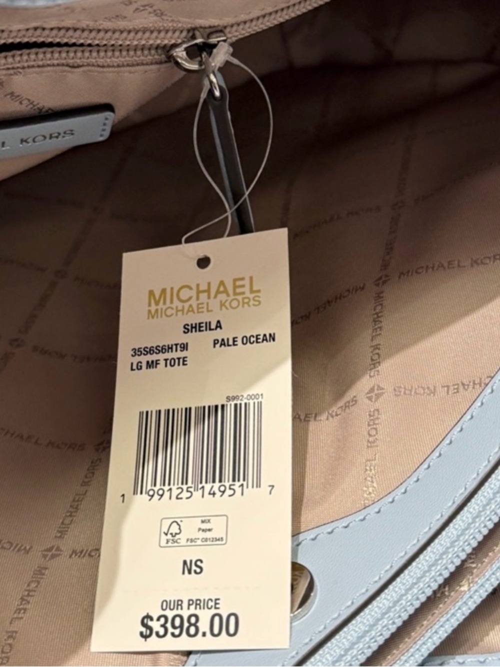 Michael Kors Shelia Light Blue MK Logo Tote with Matching Wristlet - Picture 6 of 9